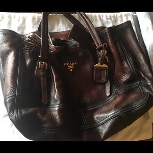 Prada Cervo Antik Cacao Leather Tote Bag